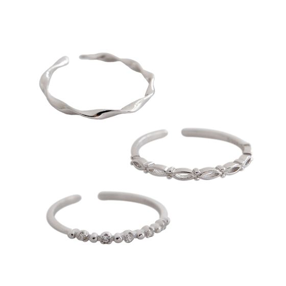 Lovcia CZ Simple 925 Sterling Silver Adjustable Ring-Rings-Model C (Jb048)-