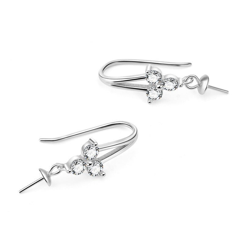 Lovcia CZ Three Leaf Clover Earring Hooks 925 Silver Gold-Jewelry Making Kits-Yellow Gold-3mm-