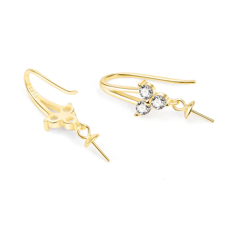 Lovcia CZ Three Leaf Clover Earring Hooks 925 Silver Gold-Jewelry Making Kits-Yellow Gold-3mm-