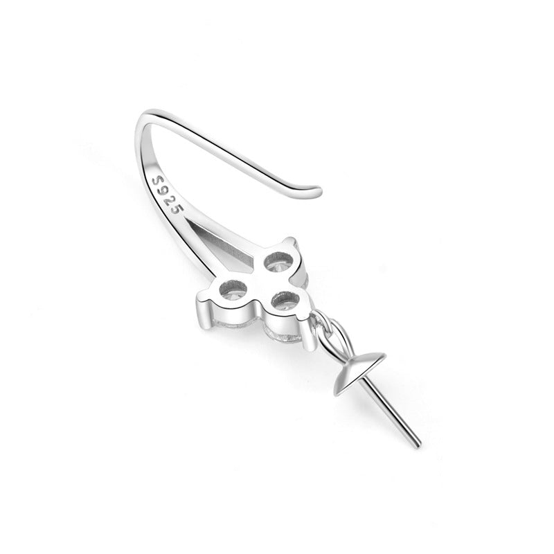 Lovcia CZ Three Leaf Clover Earring Hooks 925 Silver Gold-Jewelry Making Kits-Yellow Gold-3mm-