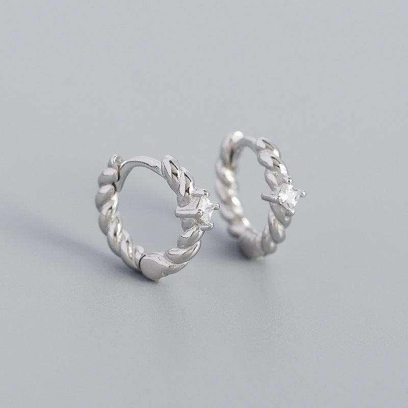 Lovcia CZ Twisted 925 Silver Hoop Earrings Gold 11.8mm-Earrings-Rhodium-Rhodium