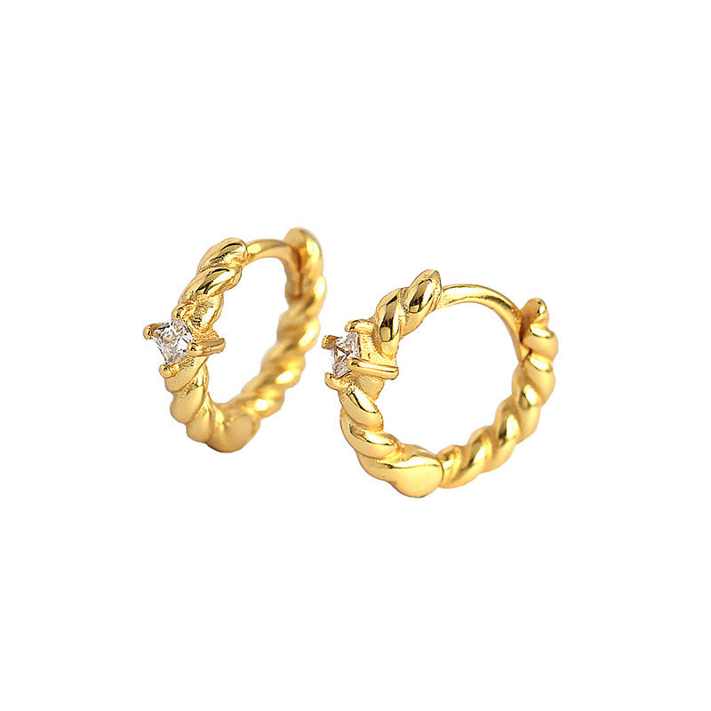 Lovcia CZ Twisted 925 Silver Hoop Earrings Gold 11.8mm-Earrings-Rhodium-Rhodium