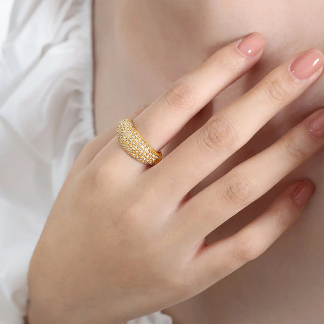 Lovcia Czech Diamond Titanium Steel Ring-Rings-Gold-6-Gold