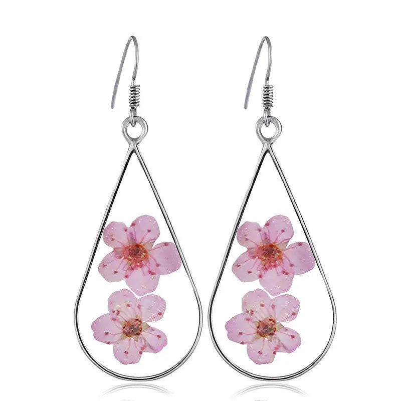 Lovcia Dainty Floral Resin Drop Earrings-Earrings-Pink-Pink