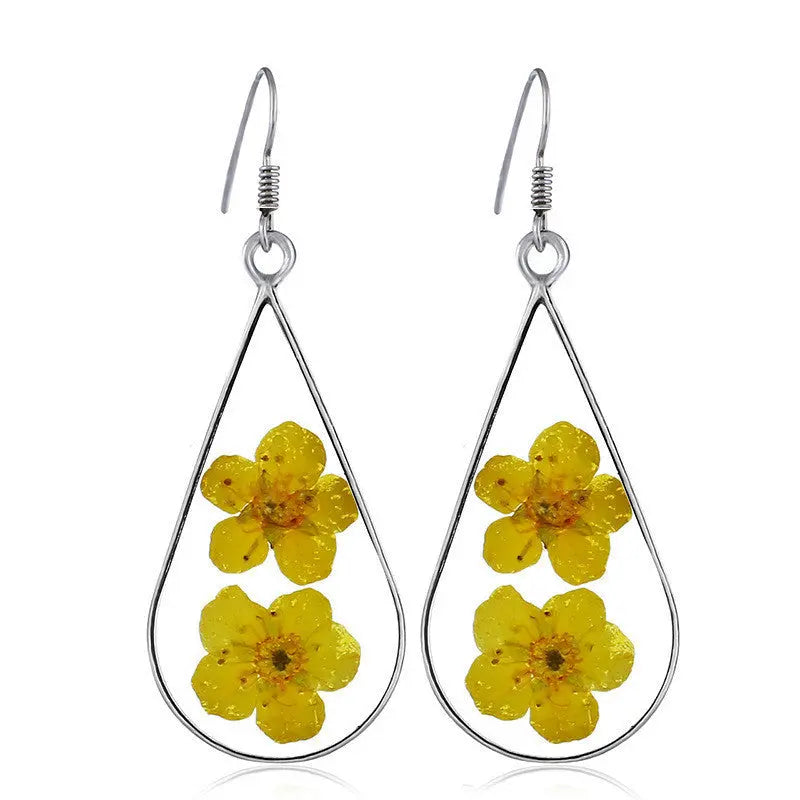 Lovcia Dainty Floral Resin Drop Earrings-Earrings-Yellow-Yellow