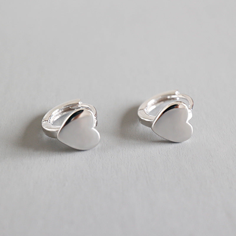 Lovcia Dainty Heart-Shaped 925 Sterling Silver Rhodium-Plated Hoop Earrings for Women-Earrings-