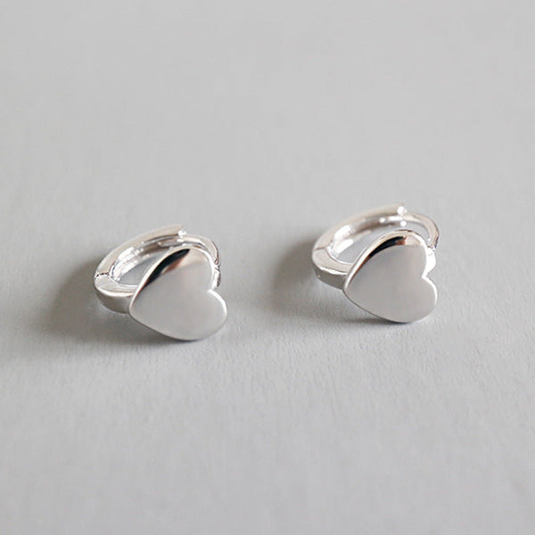 Lovcia Dainty Heart-Shaped 925 Sterling Silver Rhodium-Plated Hoop Earrings for Women-Earrings-