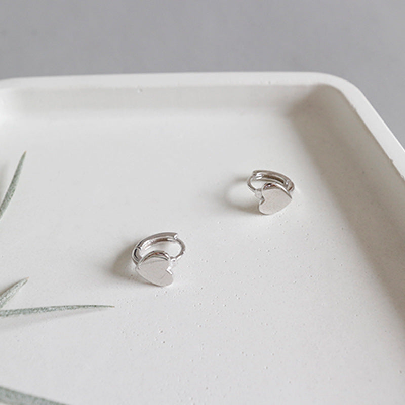 Lovcia Dainty Heart-Shaped 925 Sterling Silver Rhodium-Plated Hoop Earrings for Women-Earrings-