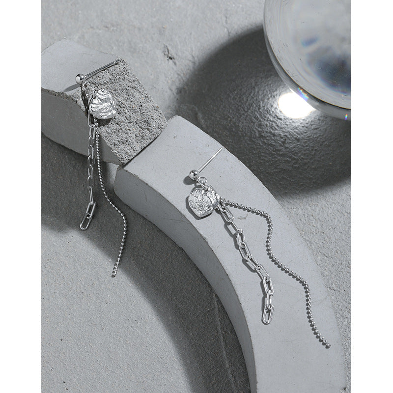 Lovcia Dainty Heart Tassel Drop Earrings for Women in 925 Sterling Silver with 18K Gold/Rhodium Plating-Earrings-Rhodium-Rhodium