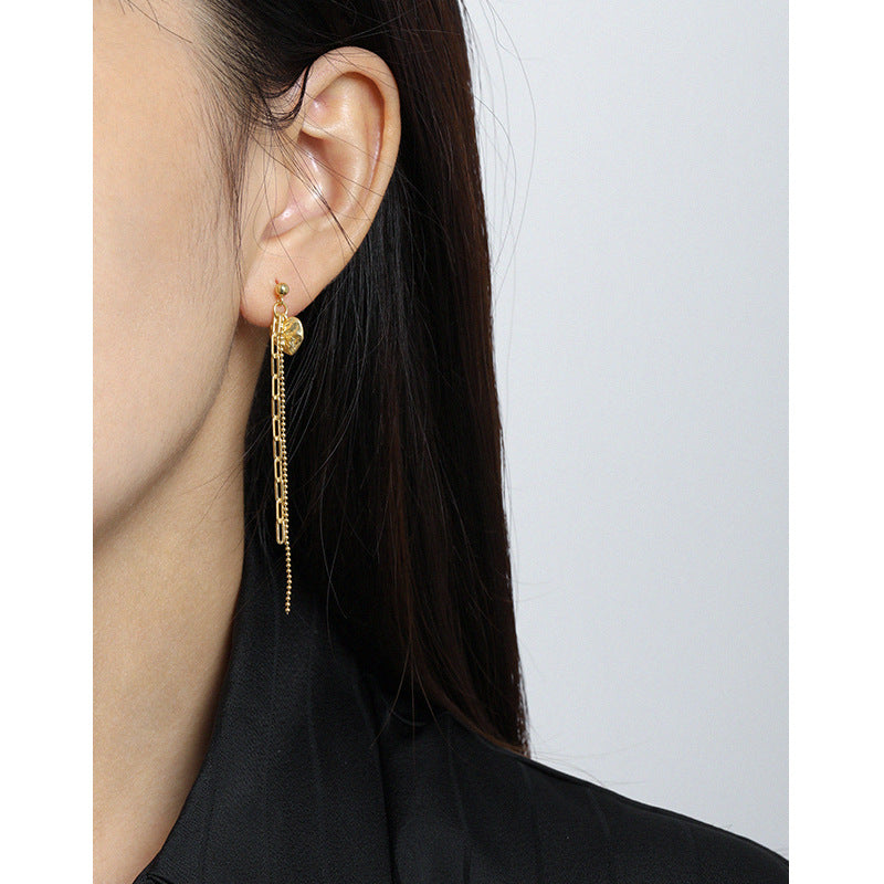 Lovcia Dainty Heart Tassel Drop Earrings for Women in 925 Sterling Silver with 18K Gold/Rhodium Plating-Earrings-Rhodium-Rhodium