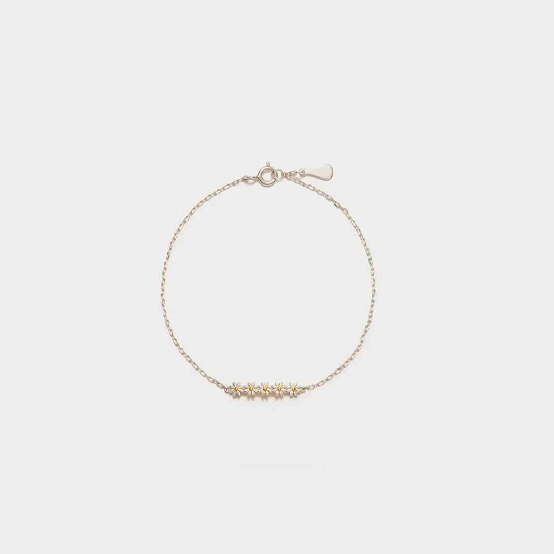 Lovcia Daisy Shape Spring Ring Closure Bracelet-Bracelets-Silver-One Size-Silver