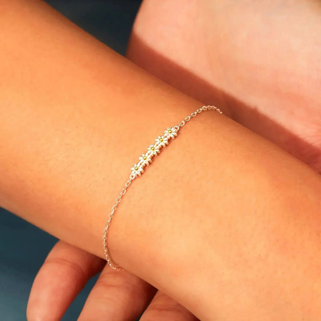 Lovcia Daisy Shape Spring Ring Closure Bracelet-Bracelets-Silver-One Size-Silver