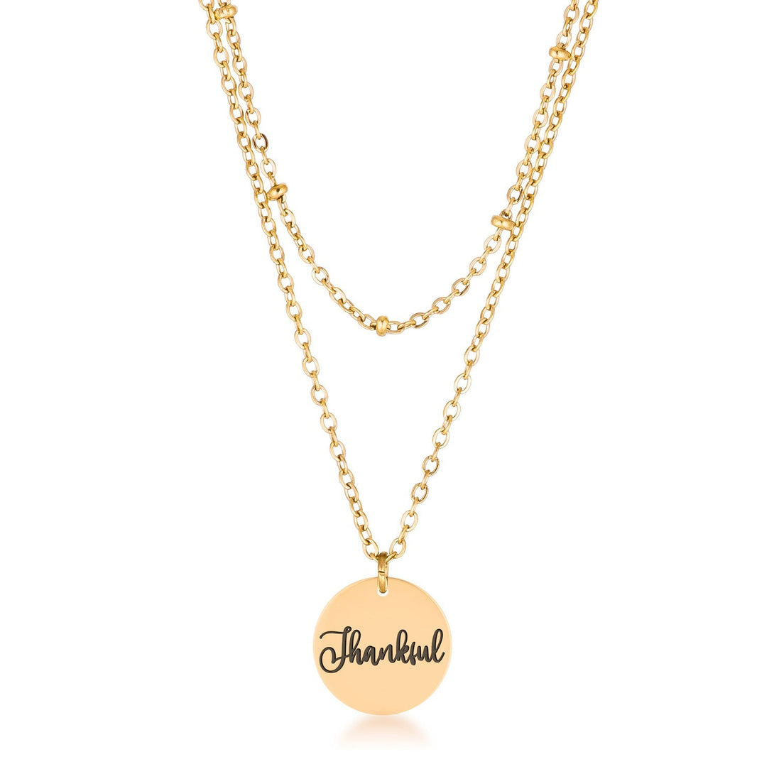 Lovcia Dazzling 18k Gold Plated Gratitude Pendant Necklace-Necklaces-