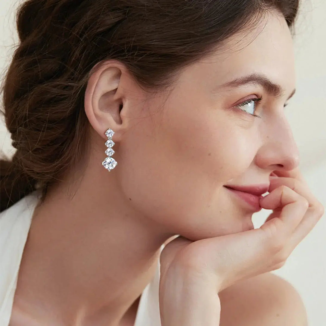 Lovcia Dazzling 4 Carat Moissanite Earrings in 925 Sterling Silver for Women-Earrings-Silver-One Size-Silver