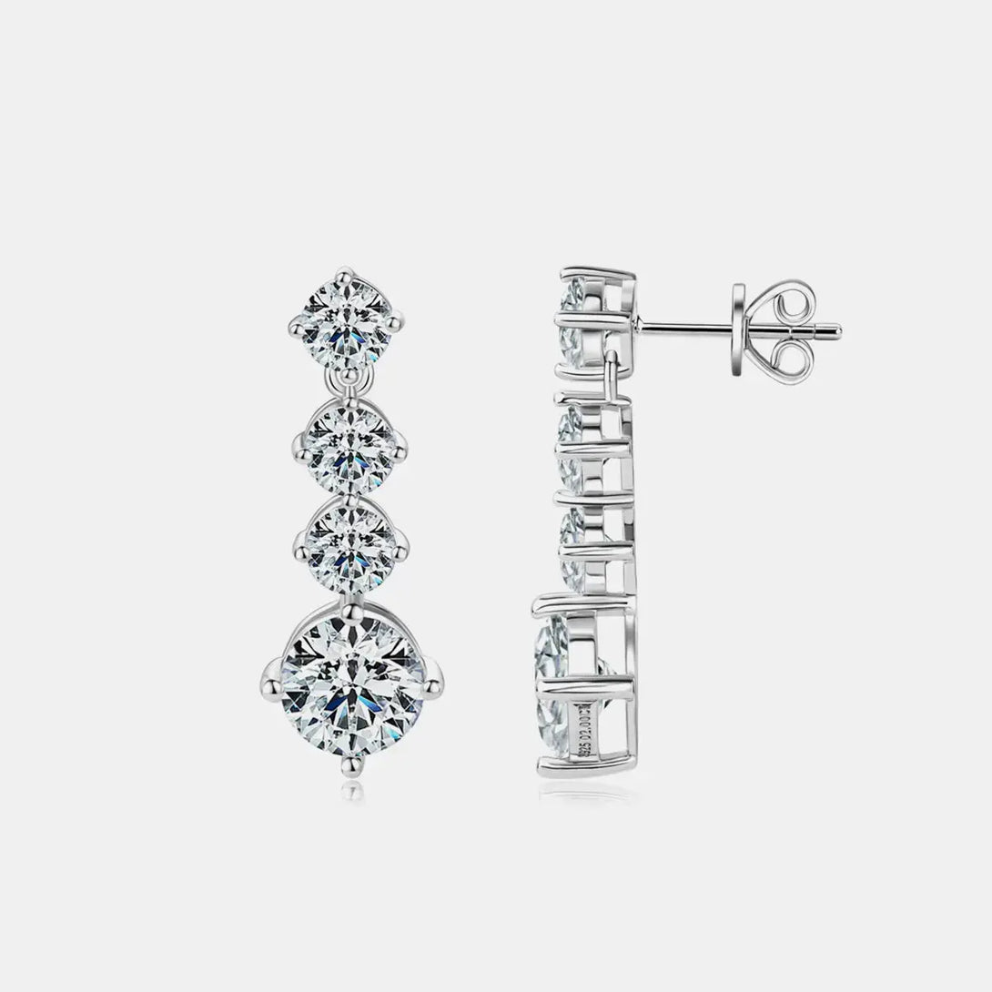 Lovcia Dazzling 4 Carat Moissanite Earrings in 925 Sterling Silver for Women-Earrings-Silver-One Size-Silver