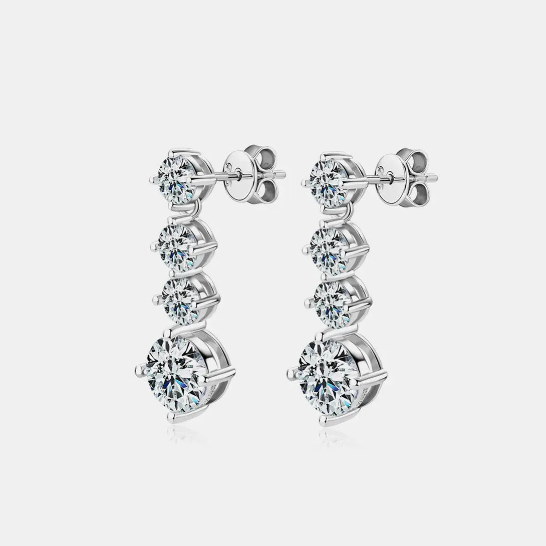 Lovcia Dazzling 4 Carat Moissanite Earrings in 925 Sterling Silver for Women-Earrings-Silver-One Size-Silver