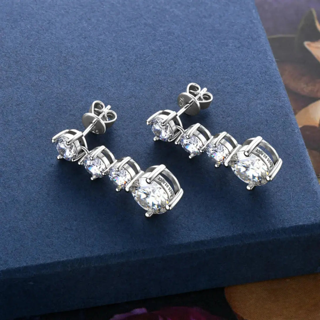 Lovcia Dazzling 4 Carat Moissanite Earrings in 925 Sterling Silver for Women-Earrings-Silver-One Size-Silver