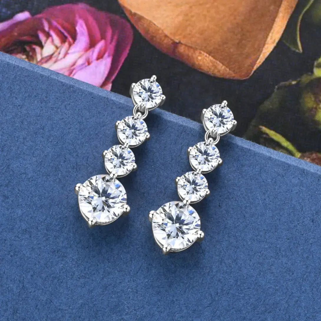Lovcia Dazzling 4 Carat Moissanite Earrings in 925 Sterling Silver for Women-Earrings-Silver-One Size-Silver