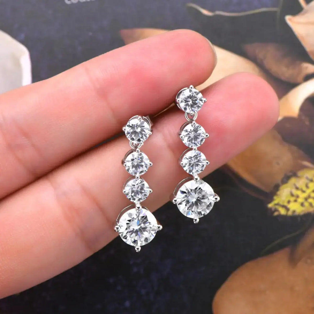 Lovcia Dazzling 4 Carat Moissanite Earrings in 925 Sterling Silver for Women-Earrings-Silver-One Size-Silver
