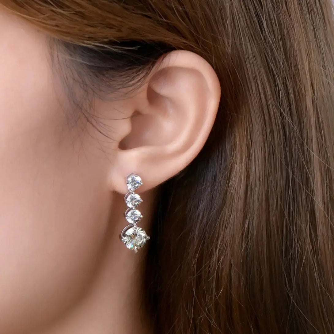 Lovcia Dazzling 4 Carat Moissanite Earrings in 925 Sterling Silver for Women-Earrings-Silver-One Size-Silver