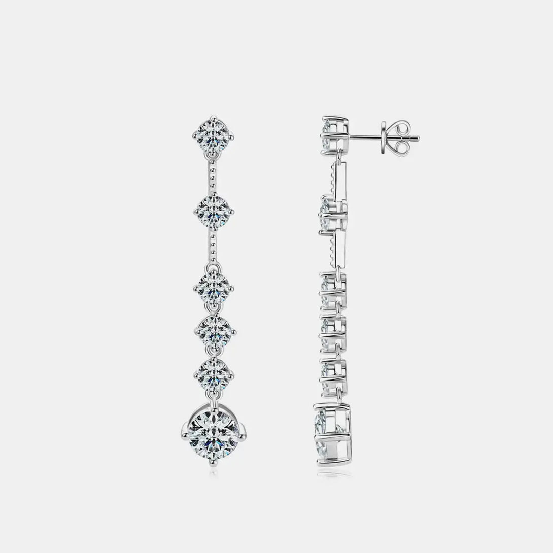 Lovcia Dazzling 4 Carat Moissanite Sterling Silver Drop Earrings for Women-Earrings-Silver-One Size-Silver