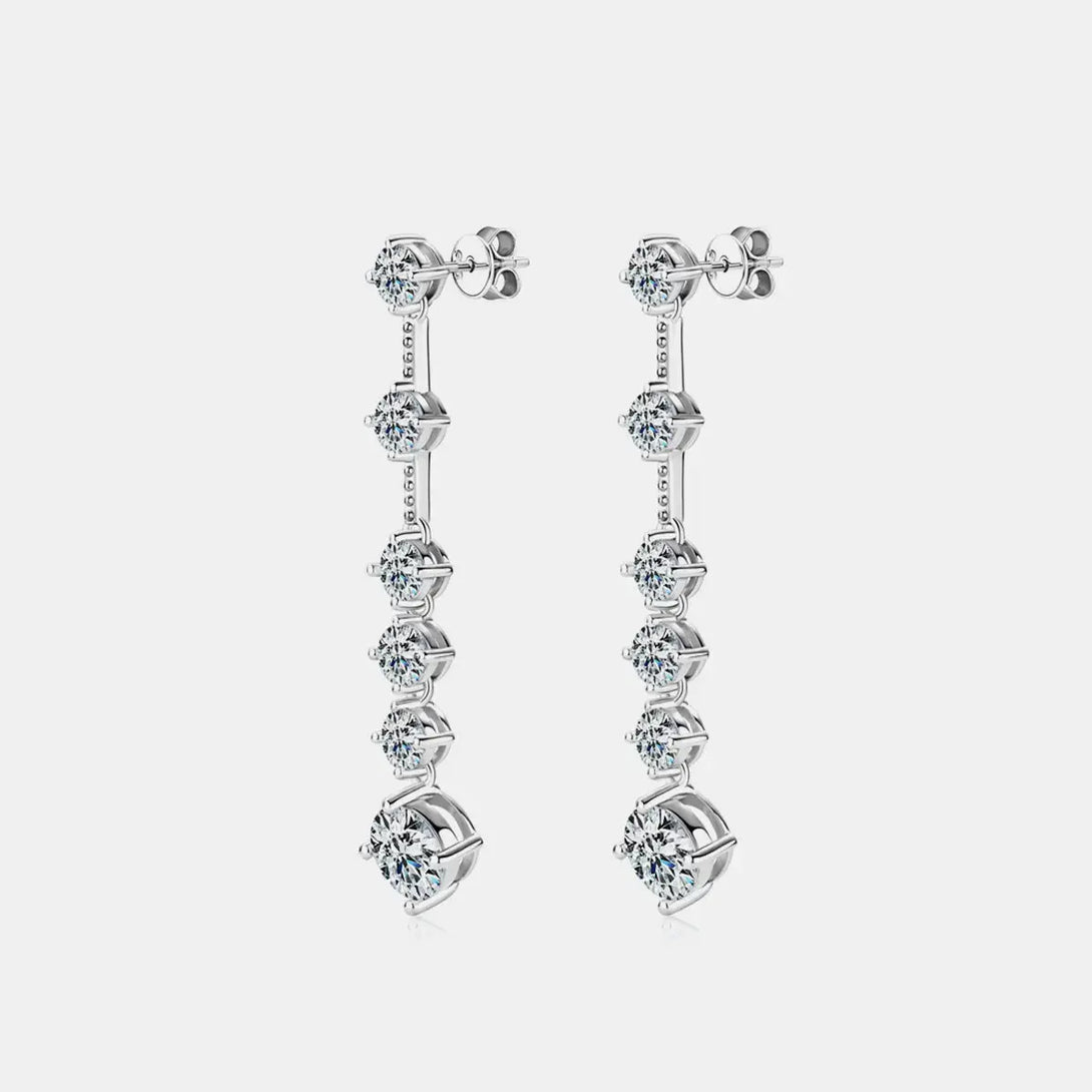 Lovcia Dazzling 4 Carat Moissanite Sterling Silver Drop Earrings for Women-Earrings-Silver-One Size-Silver