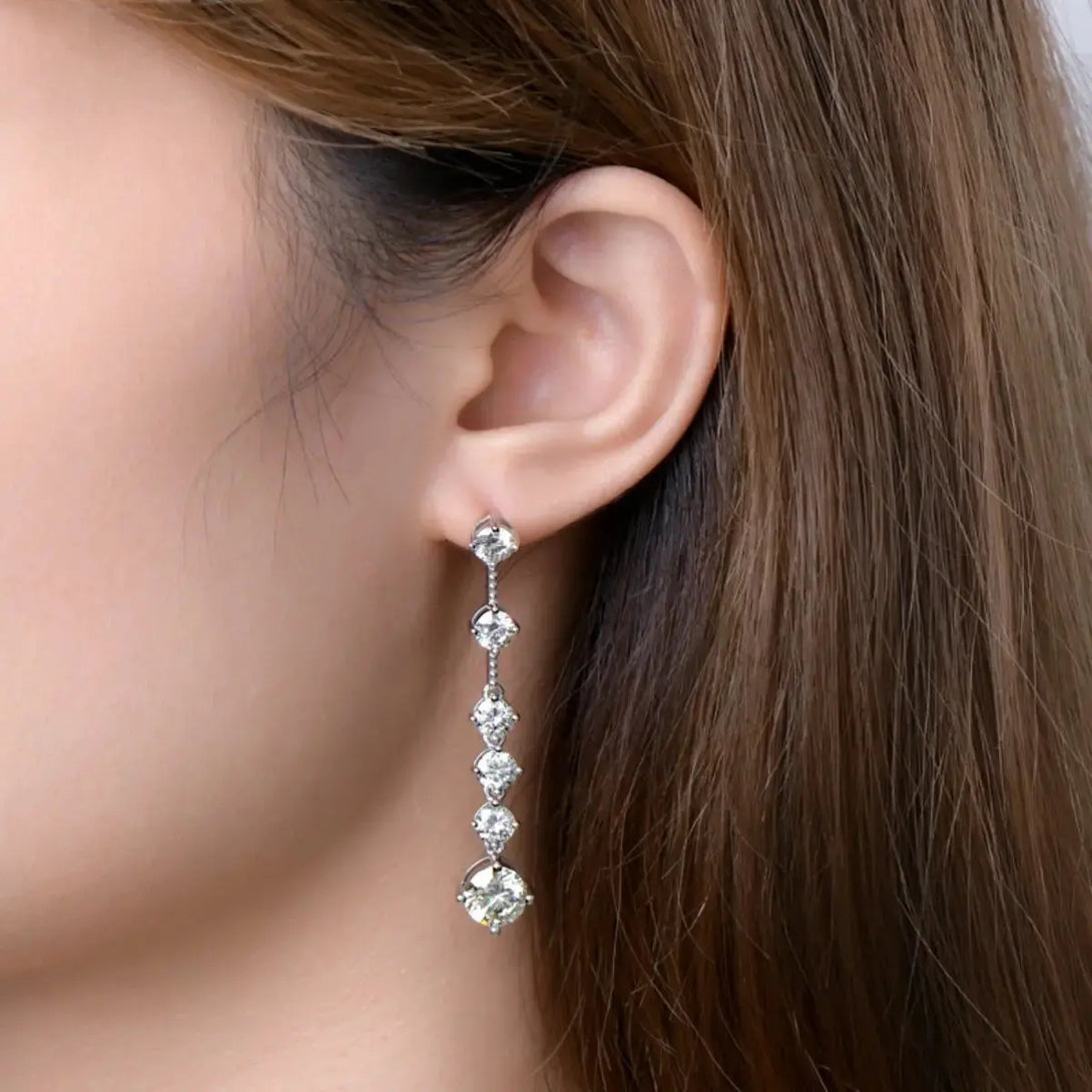 Lovcia Dazzling 4 Carat Moissanite Sterling Silver Drop Earrings for Women-Earrings-Silver-One Size-Silver