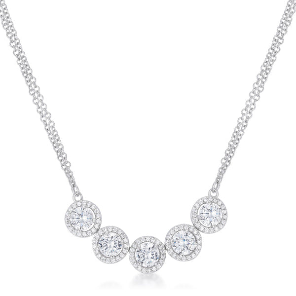 Lovcia Dazzling 5 Carat Rhodium-Plated Necklace with Sparkling CZ-Necklaces-