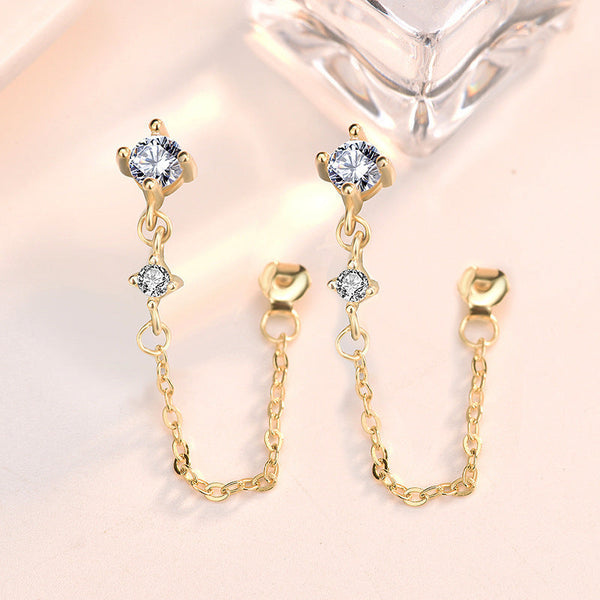 Lovcia Dazzling 925 Sterling Silver Leverback Earrings for Women with AAA Cubic Zirconia-Earrings-14K Yellow Gold-14K Yellow Gold