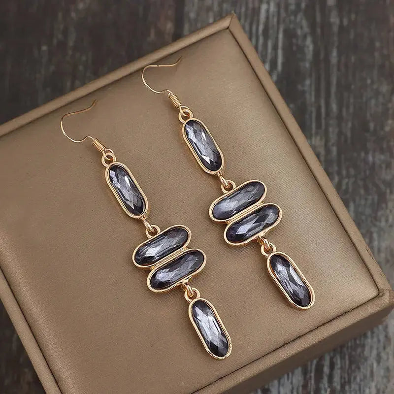 Lovcia Dazzling Alloy Stone-Studded Earrings for Women-Earrings-Gold-One Size-Gold