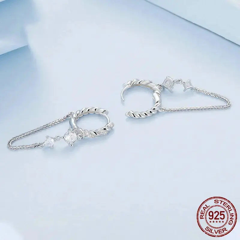 Lovcia Dazzling Brilliance Crystal Sterling Silver Tassel Earrings-Earrings-Silver-Silver