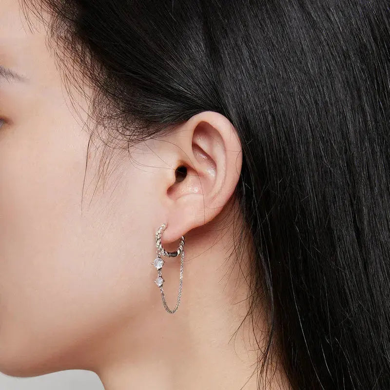 Lovcia Dazzling Brilliance Crystal Sterling Silver Tassel Earrings-Earrings-Silver-Silver