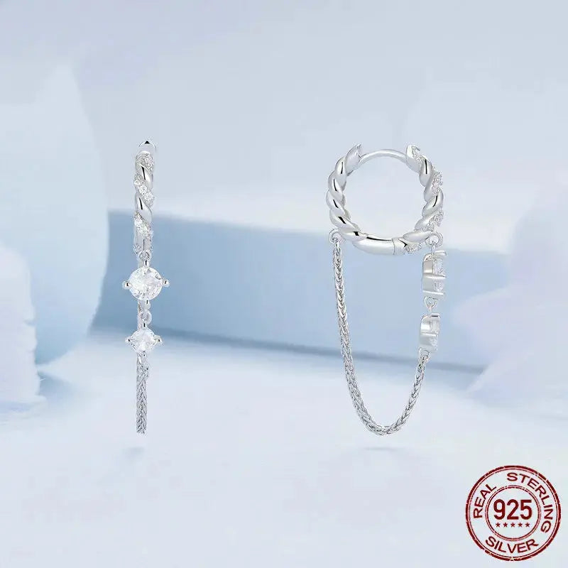 Lovcia Dazzling Brilliance Crystal Sterling Silver Tassel Earrings-Earrings-Silver-Silver