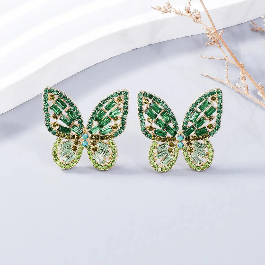 LOVCIA Dazzling Butterfly Rhinestone Alloy Earrings for Women