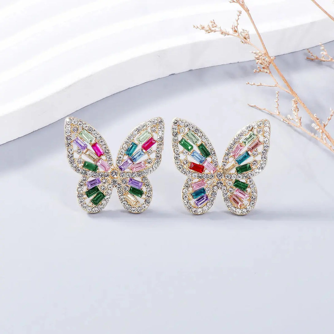 LOVCIA Dazzling Butterfly Rhinestone Alloy Earrings for Women
