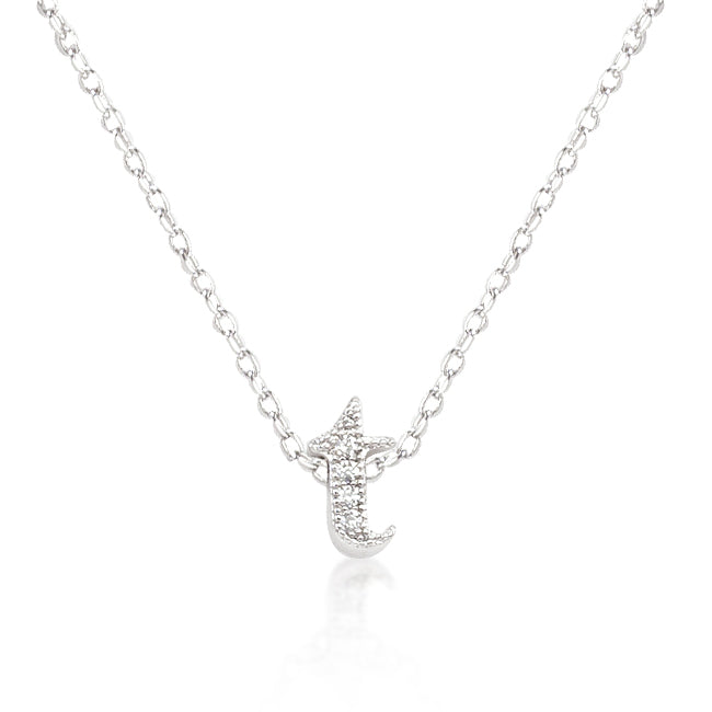 Lovcia Dazzling Cubic Zirconia Initial T Necklace-Pendants-