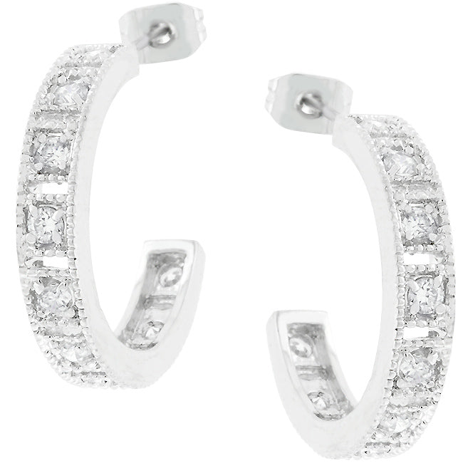 Lovcia Dazzling Cubic Zirconia Rhodium-Plated Hoop Earrings-Earrings-