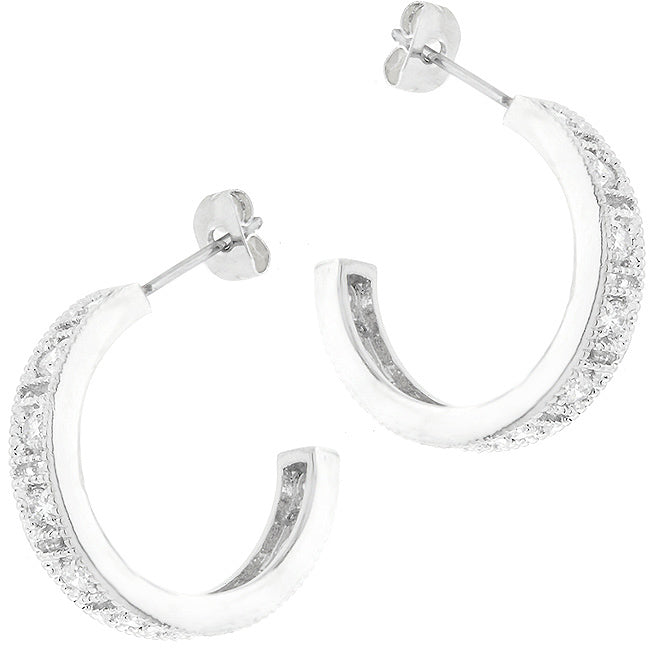 Lovcia Dazzling Cubic Zirconia Rhodium-Plated Hoop Earrings-Earrings-