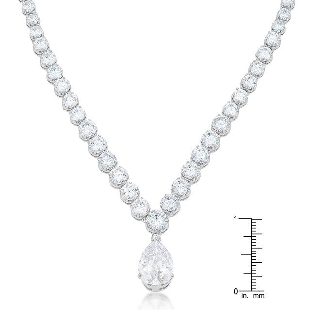 Lovcia Dazzling Pear and Round Zirconia Pendant Necklace-Necklaces-