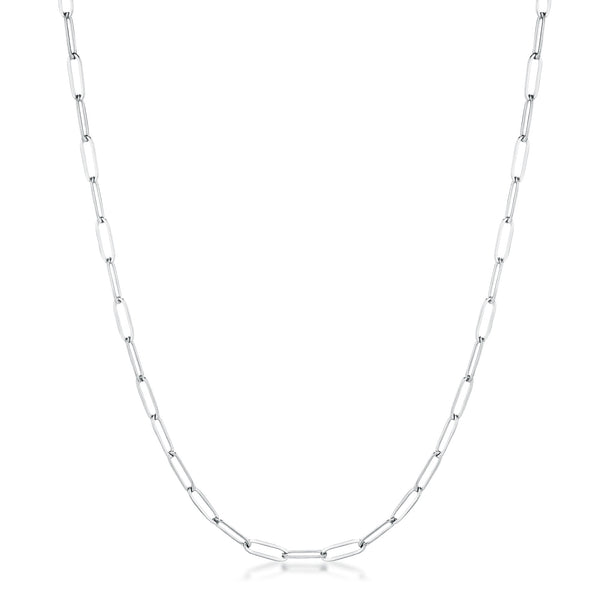 Lovcia Dazzling Rhodium-Plated Silvertone Paperclip Chain Necklace-Necklaces-16 Inch-16 Inch