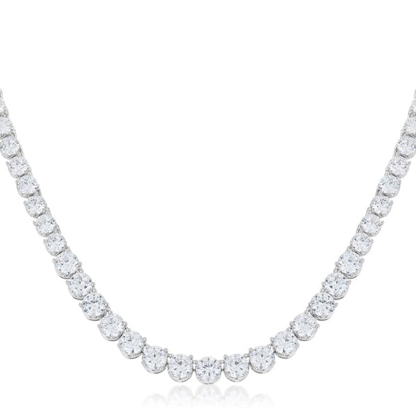 Lovcia Dazzling Round-Cut Cubic Zirconia Necklace with Rhodium Finish-Necklaces-