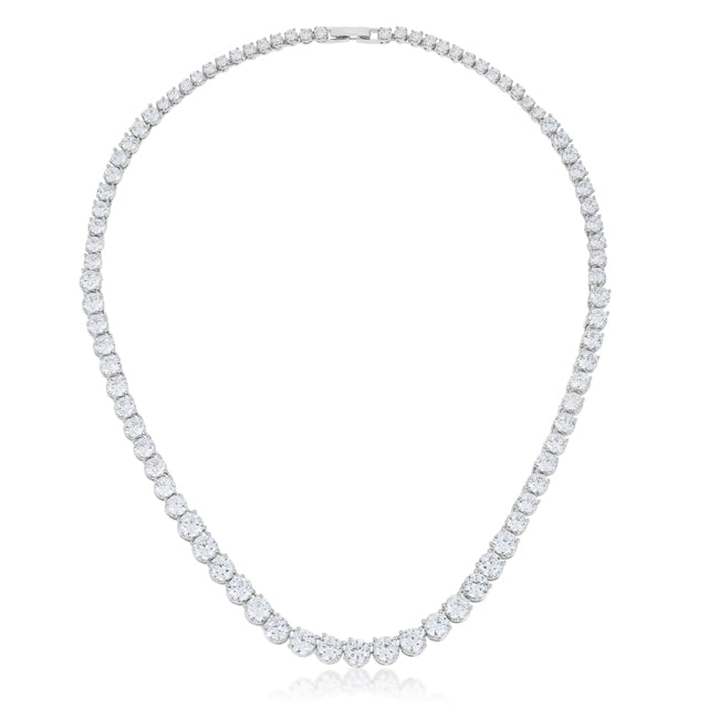 Lovcia Dazzling Round-Cut Cubic Zirconia Necklace with Rhodium Finish-Necklaces-
