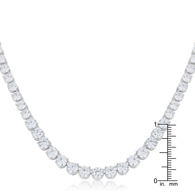 Lovcia Dazzling Round-Cut Cubic Zirconia Necklace with Rhodium Finish-Necklaces-