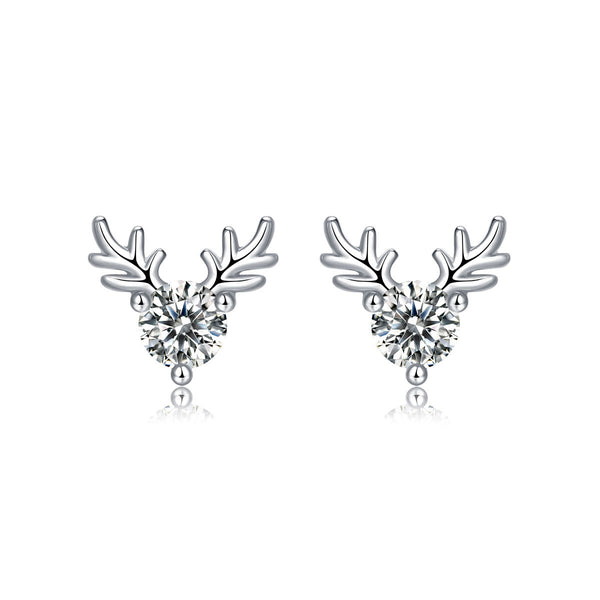 Lovcia Deer Antler Moissanite Stud Earrings Silver 925-Earrings-0.3 ct ( Certificate Included )-0.3 ct ( Certificate Included )