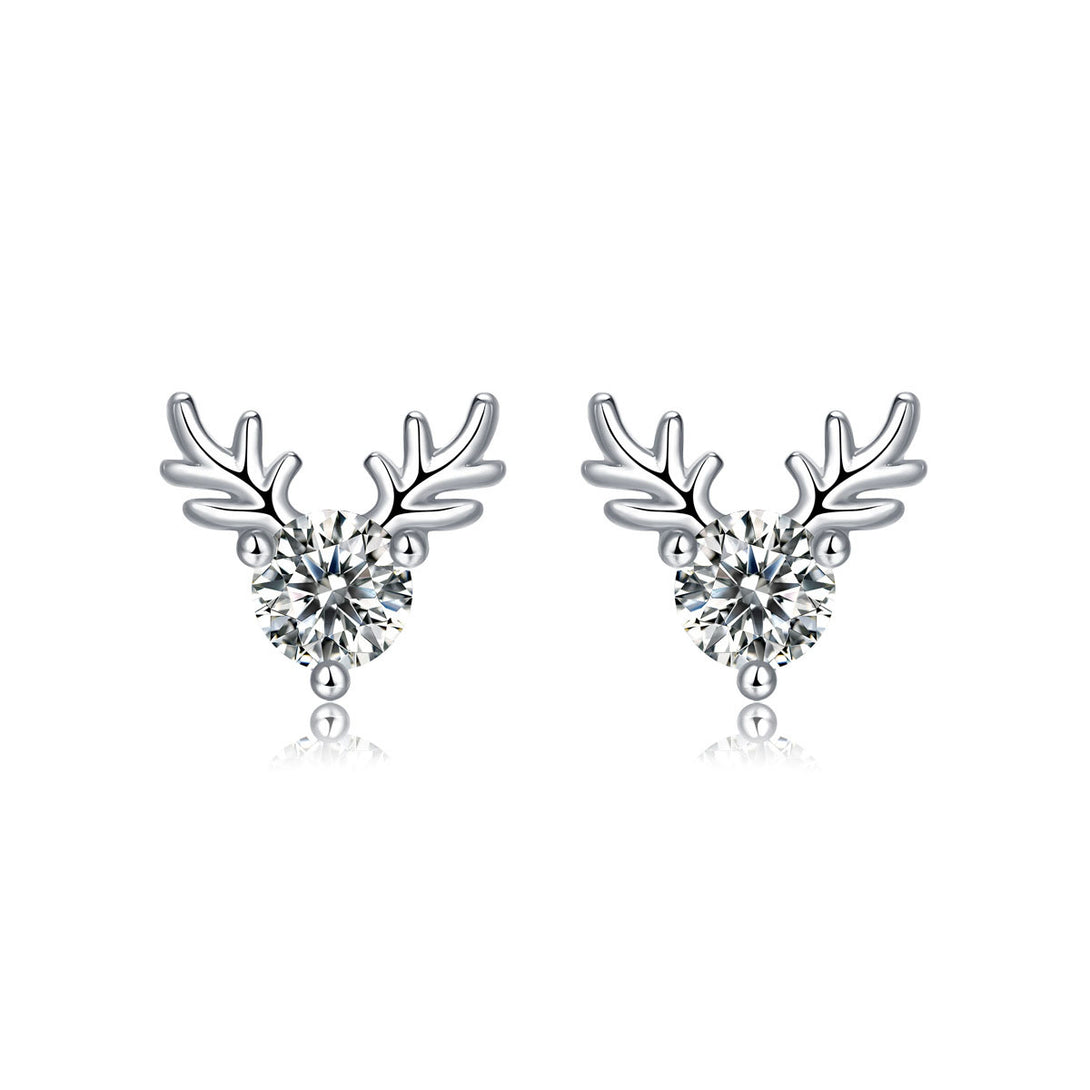 Lovcia Deer Antler Moissanite Stud Earrings Silver 925-Earrings-0.3 ct ( Certificate Included )-0.3 ct ( Certificate Included )