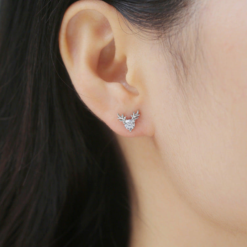 Lovcia Deer Antler Moissanite Stud Earrings Silver 925-Earrings-0.3 ct ( Certificate Included )-0.3 ct ( Certificate Included )