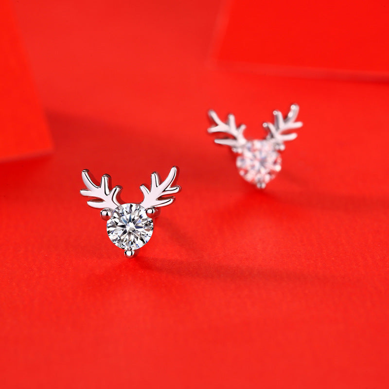 Lovcia Deer Antler Moissanite Stud Earrings Silver 925-Earrings-0.3 ct ( Certificate Included )-0.3 ct ( Certificate Included )