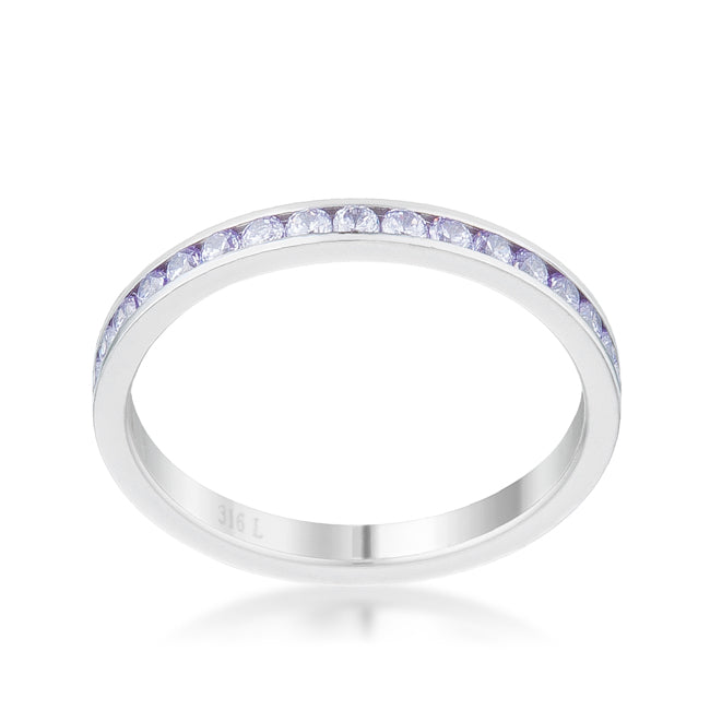 Lovcia Delicate 0.5ct Light Lavender CZ Stainless Steel Channel-Set Eternity Band-Rings-5-5