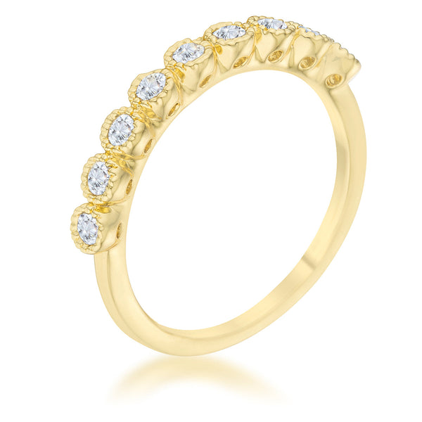 Lovcia Delicate 14k Gold Band with 0.27ct CZ Round Stones-Rings-5-5