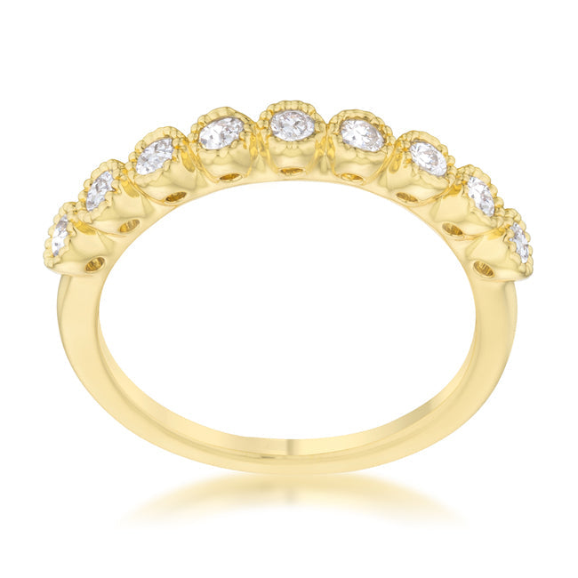 Lovcia Delicate 14k Gold Band with 0.27ct CZ Round Stones-Rings-5-5
